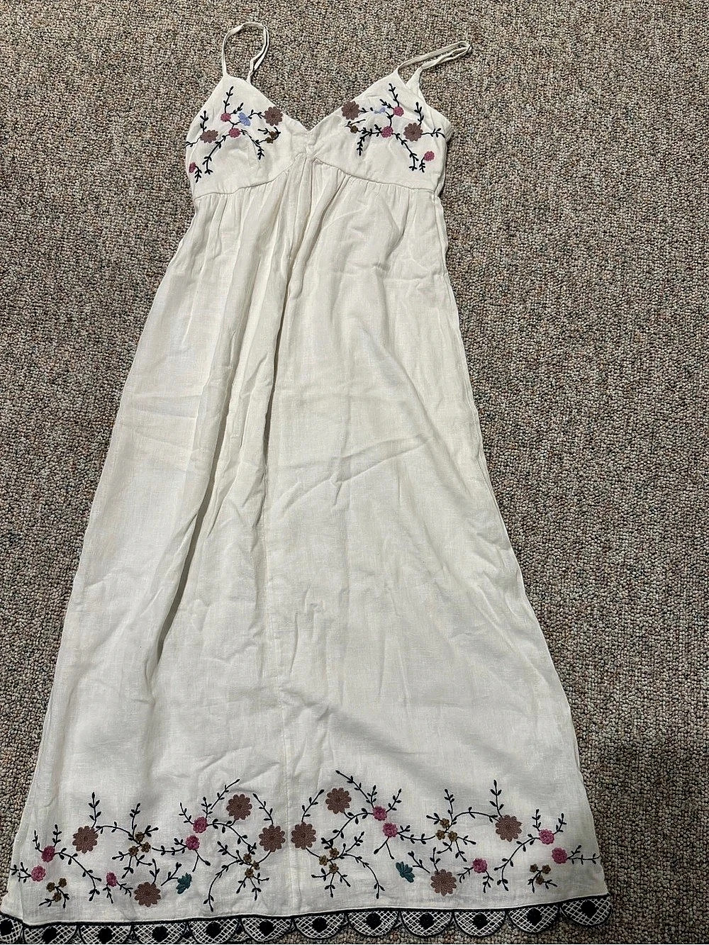 Abercrombie & Fitch Floral Embroidered Maxi Dress White Medium